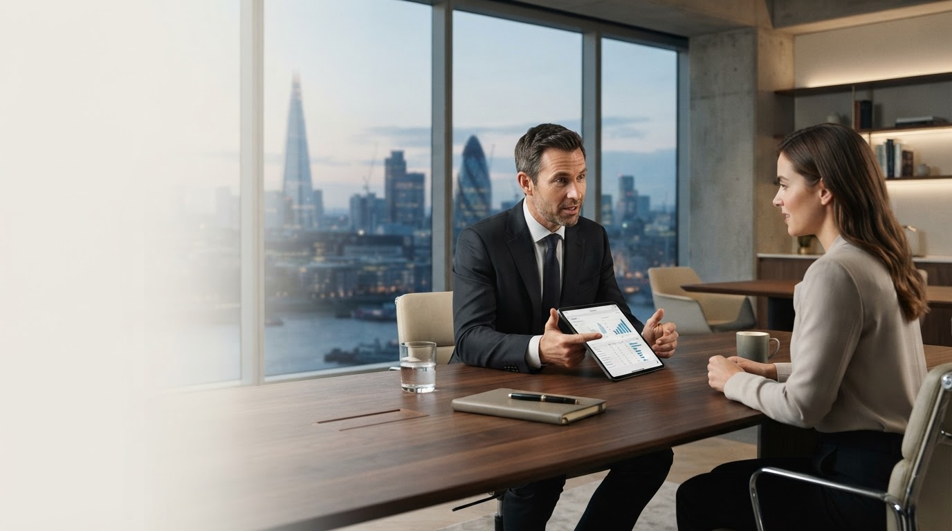 Wexmont unified investment dashboard shown in an understated study setting